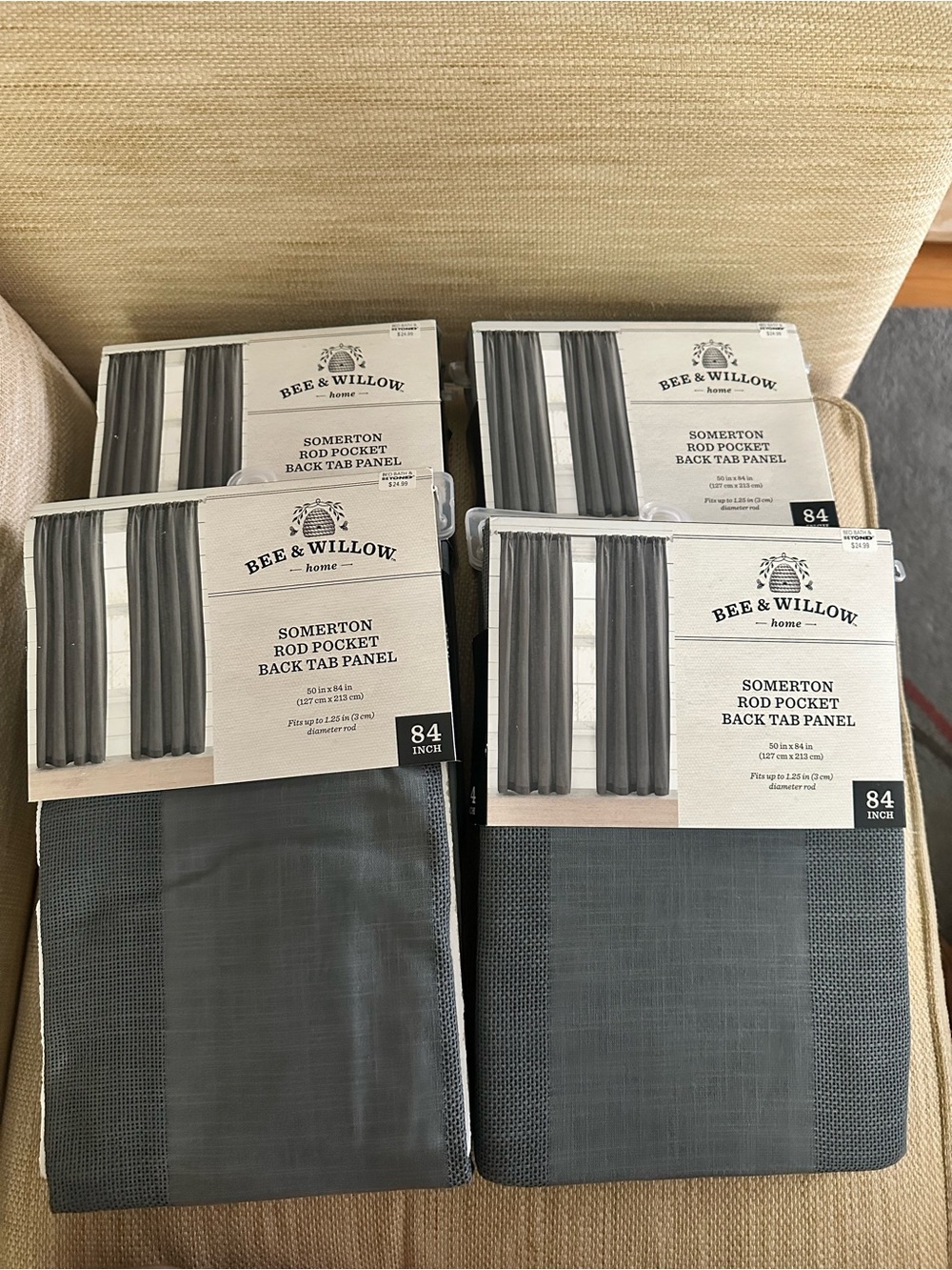 Bee & Willow Somerton Rod Pocket Back Tab Curtain Panel - Gray    Set of 4